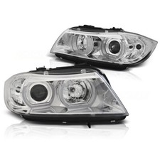 Fari allo xeno LED Angel Eyes per BMW Serie 3 E90/E91 2005-2008 cromo