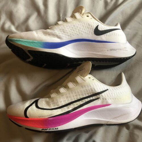 Nike Air Zoom Pegasus 37 White Multicolor Black BQ9646-103 Women Size 9 Men 7 - Picture 2 of 6