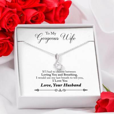 To My Wife Necklace Pendant From Husband Alluring Cubic Zirconia Free Gifts Box