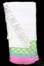 Pottery Barn Kids PBK Simone Bed Skirt Baby Crib NEW Dust Ruffle Pink Green