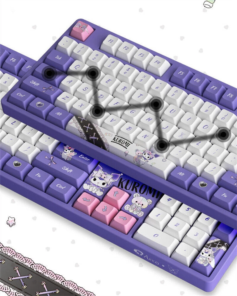 Akko Kuromi Theme Mechanical keyboard Wireless Bluetooth USB RGB Keyboard 108PCS - Image 4 of 4