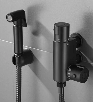 DOUCHE BIDET SHATTAF BLACK MUSLIM SHOWER SPRAY BRASS THERMOSTATIC KIT SET