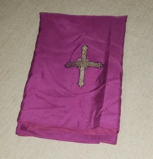 VINTAGE CHALICE VEIL CHURCH ALTAR VESTMENT PURPLE SILK