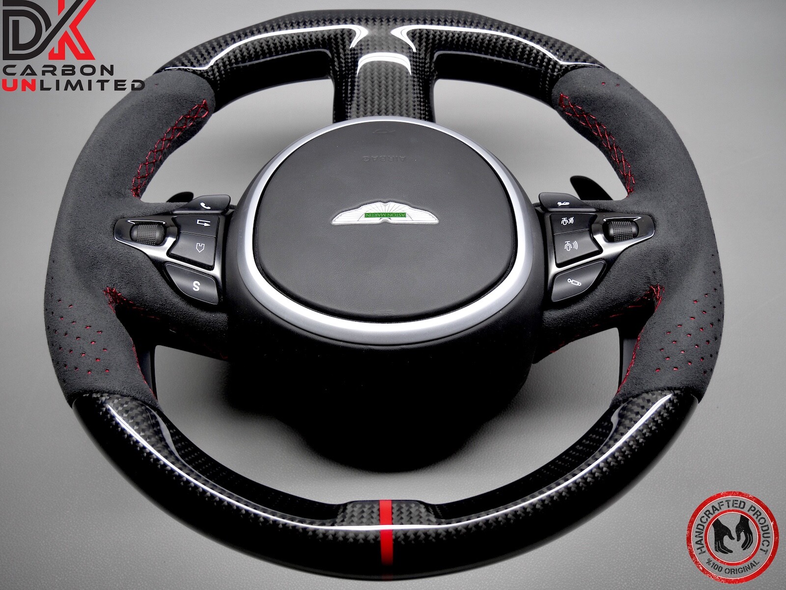 Aston Martin DB11 DBS Vantage Red Ring Alcantara Gloss Carbon Steering Wheel v3