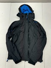 Superdry Black Blue Tech Wind Sport Fullzip Ski Coat Womens Size Medium
