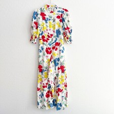 RIXO For Target Women's Floral Cascade Midi Dress Colorful Mock Neck 0