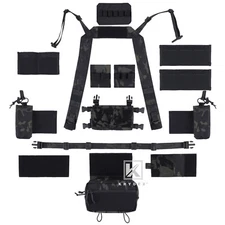 KRYDEX Black Camo Micro Fight Chassis Chest Rig Modular Pouch Set Accessory lot