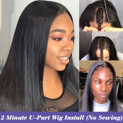 Straight U Part Human Hair Wigs Brazilian Remy 1X3 U Part Wigs For