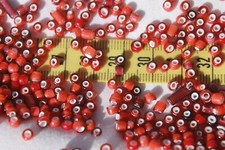 7/0 Antique Venetian Made In Italy Mixed Red  Rose White Heart Seed Beads/1oz