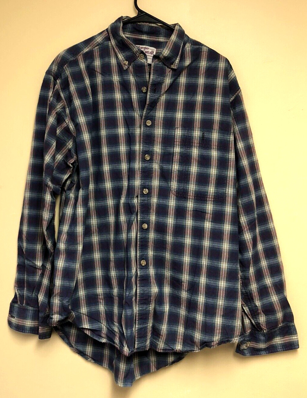 Wrangler Rugged Wear Men Button Down Shirt Long Sleev… Gem