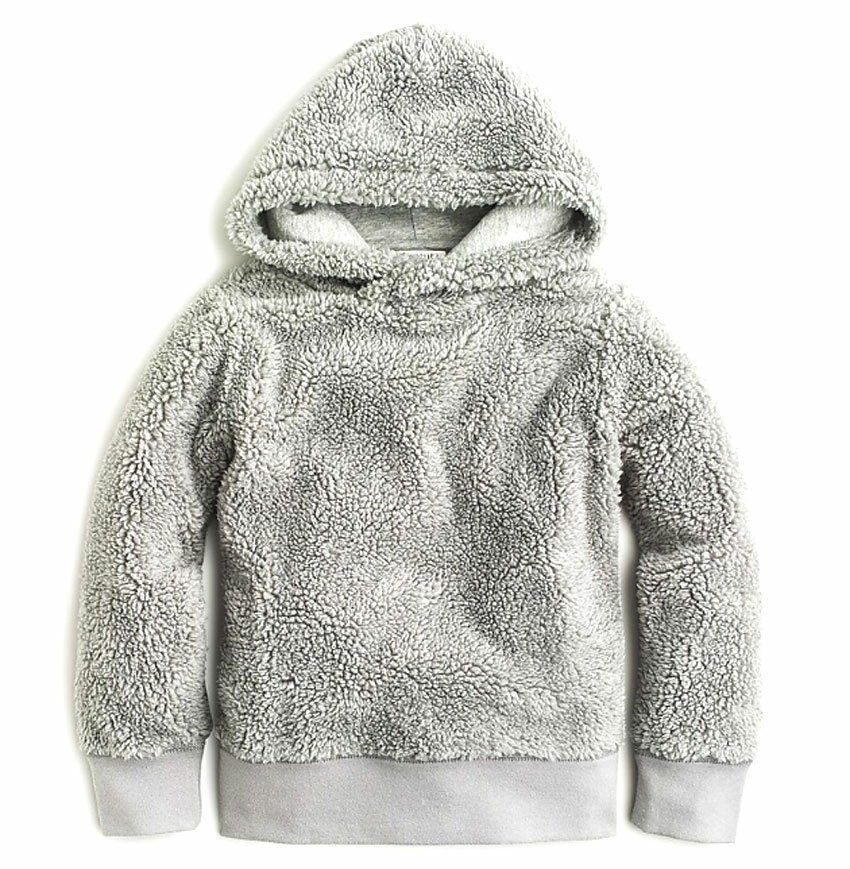 NWT J. Crew Crewcuts Unisex Supercozy Sherpa Hoodie Sweatshirt Grey 6-7 Yrs $85+