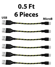6-Pack 0.5 Ft Sync data charging Nylon Braided USB 2.0 A Male to Micro B Cable