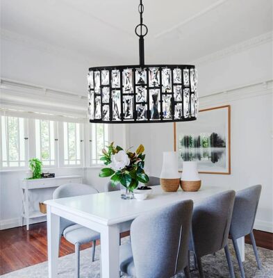 Modern Crystal Chandeliers Luxury Round Ceiling Fixtures 4-Lights Pendant Lamps