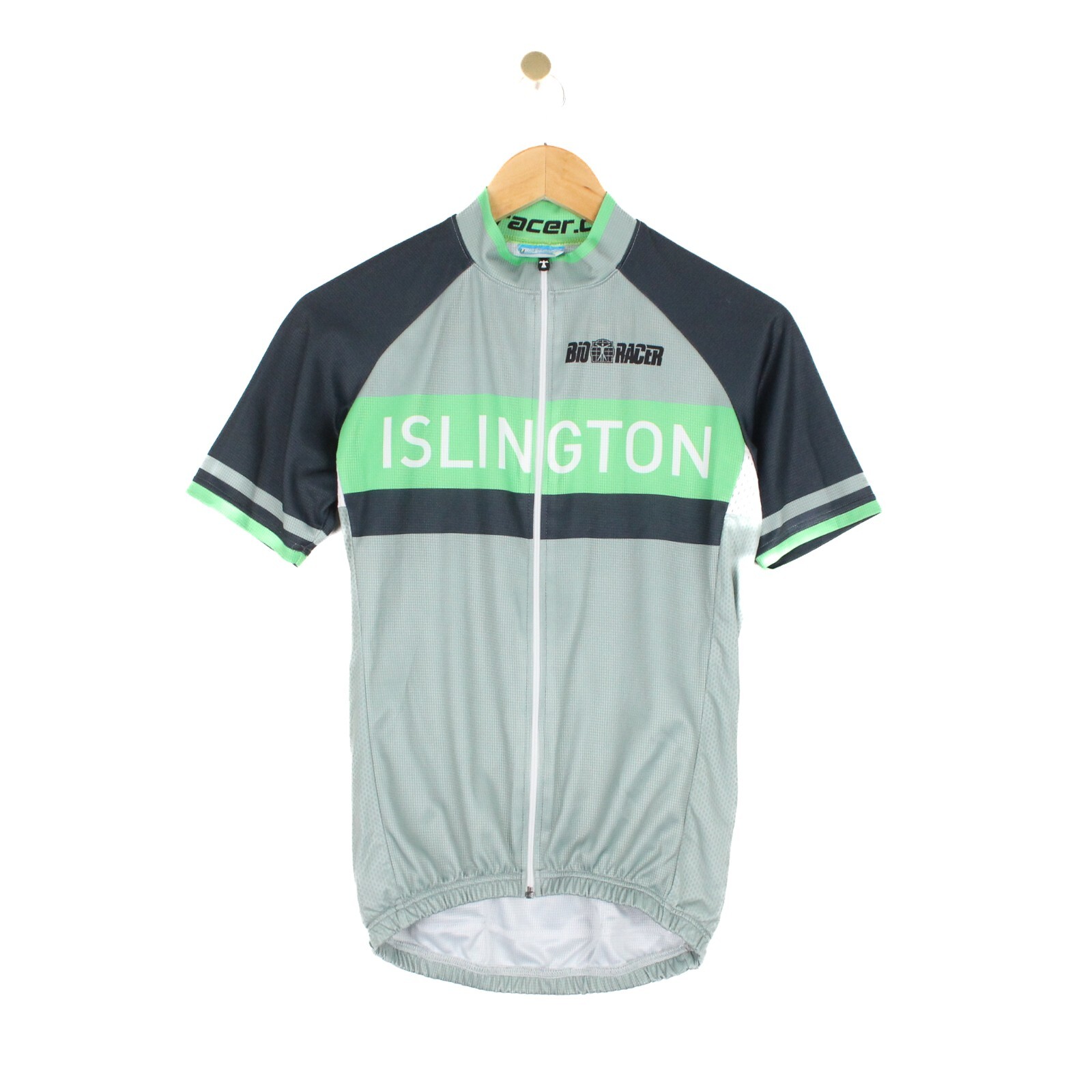 Camiseta de ciclismo Bio Racer gris con cremallera completa manga corta para hombre talla 2