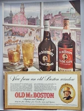 1942 Old Mr Boston Whiskey State House View Vintage Print Ad Man Cave Poster Art