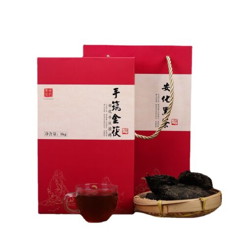 1 kg de thé noir Hunan Anhua fabriqué à la main par brique thé noir Anhua thé noir Tian Fu - Photo 1 sur 20