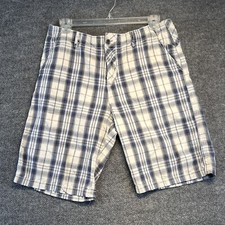 BKE Shorts Men 36 White/Blue Chino Broderick Slim Fit