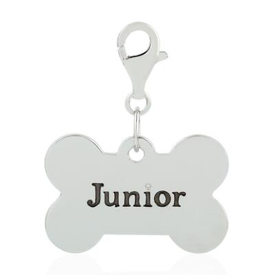 0,01 Diamant Hundeknochen Charm JUNIOR Initiale Anhänger 925 Sterling Silber