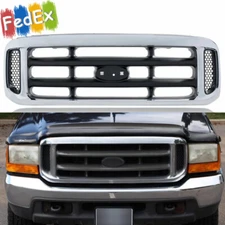 Chrome Front Bumper Grille Fits 1999-04 Ford Super Duty F-250 F-350 F-450 F-550