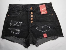 Arizona Jeans Co Distressed High Rise Cutoff Shorts Jr Size 7 Button Black NWT