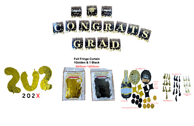 74PCS Black and Gold Graduation Party Decorations Supplies for Celebration NEW