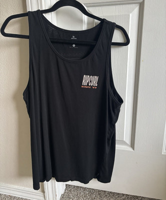 Rip Curl Men's Black Graphic Print Logo Tank Top Standard Fit Round Neck M