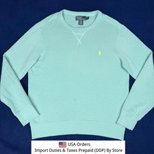 Polo Ralph Lauren Long Sleeve Crewneck Sweatshirt Mint Green Men Sz L Pony Logo