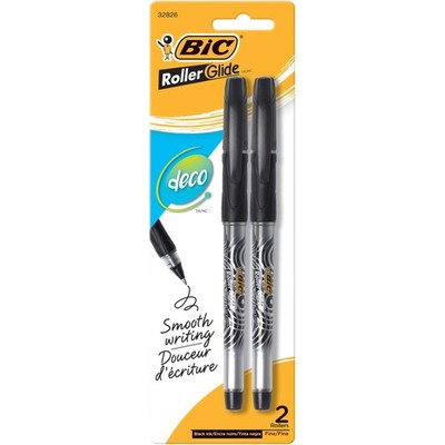 BIC Roller Glide Deco, Fine Point, 2 Pens 2-Count, Black 