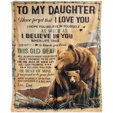 to My Daughter Blanket from Dad,Brown Bear Blanket to Daughter Gift 60" x 80"