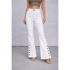 Pilcro  the Letterpress Jeans Women 27 White High-Rise Bootcut Side Button Hem