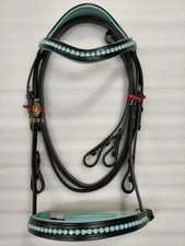 Premium Dressage Leather Horse Bridle With Atractive Crystal Browband  Noseband