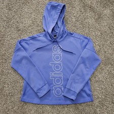 Adidas Women's Climawarm Hoodie Size M Hoodie Sweatshirt Pullover Blue Spellout