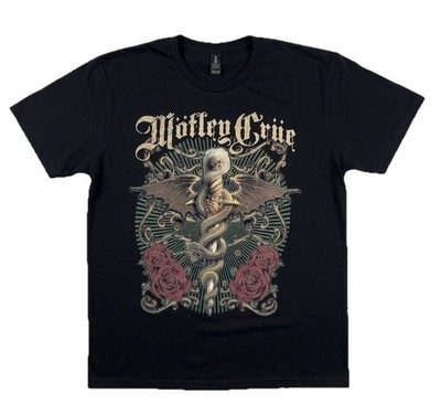 Motley Crue T-Shirt Adult Large Black Graphic Tee Dr. Feelgood Snake Gildan Soft