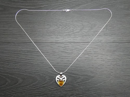 Collar Serpiente Colgante Amor Corazón Abierto Único Amarillo Plata Esterlina 20 pulgadas - Imagen 2 de 11