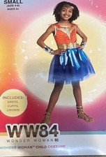 WW84 Girls Wonder Woman Costume sZ S 4-6 Dress Headband Lights up Cuffs NEW