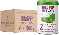 HiPP Organic 2 Follow On Baby Milk Powder Formula from 6 Months 800g (Pack of 6)