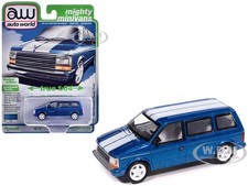1989 PLYMOUTH VOYAGER TURBO VAN DAYTONA BLUE 1/64 BY AUTO WORLD 64532-AWSP213 B