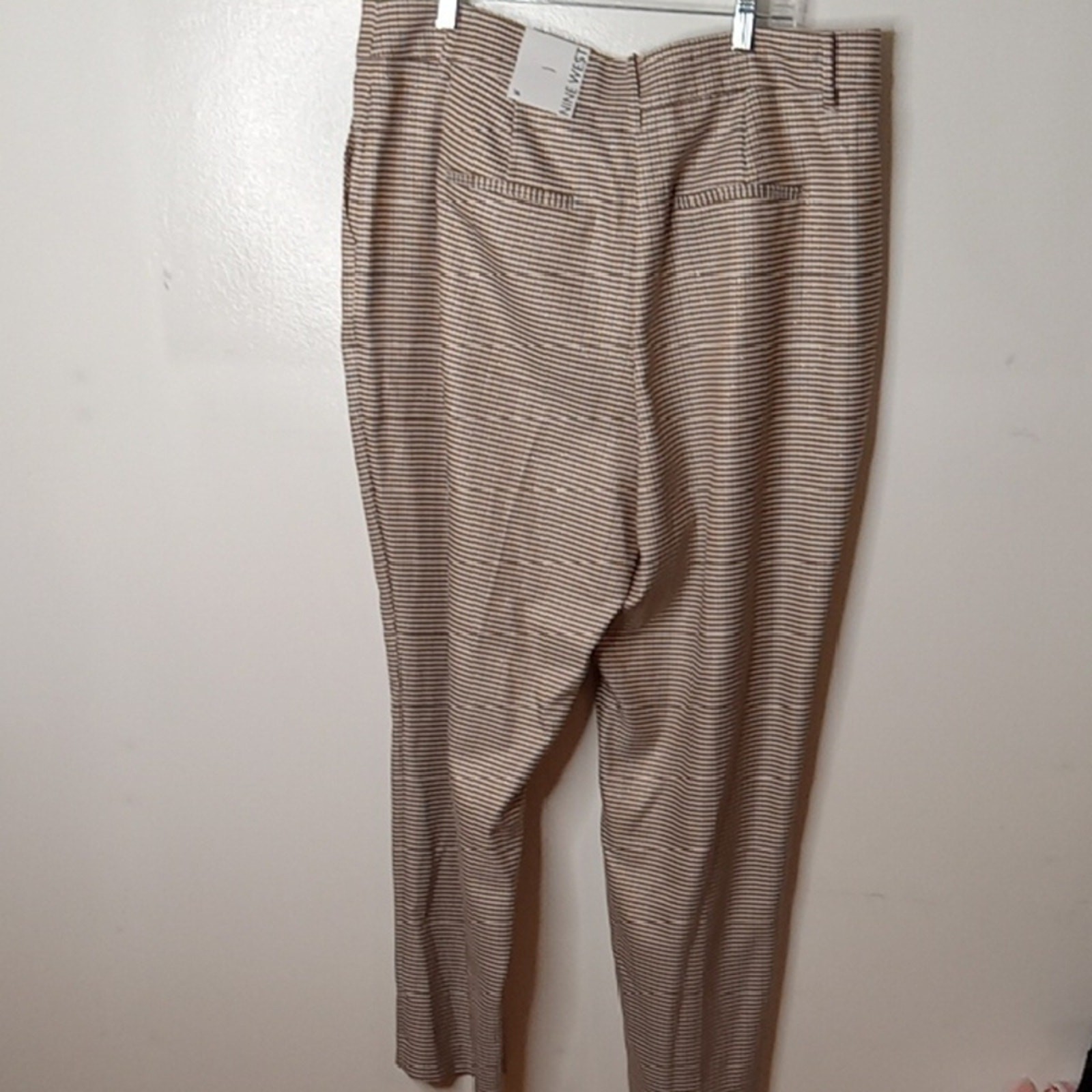 NWT Nine West Women's Size 16 Herringbone Checkered Tan Trousers. Office, Plus image 7