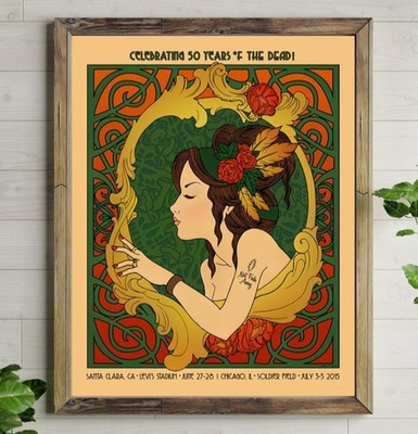 Grateful Poster Art GD50 2015 Santa Clara Chicago Shakedown Lot Art Print 24x36