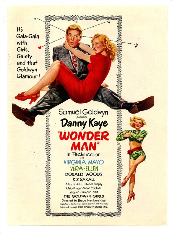 WONDER MAN 1945 Danny Kaye, Virginia Mayo color magazine ad