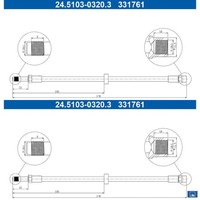 2X Bremsschlauch ATE 24.5103-0320.3 2 BremsschläUche Rechts Links Vorne