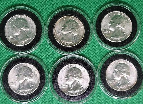 1952 P Washington Quarter Silver Lot of 6 In Airtites - BU