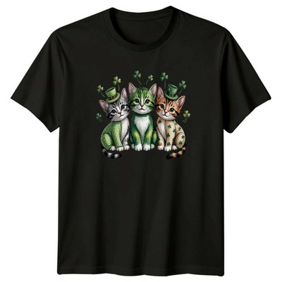 Drei süße Kätzchen feiern St T-Shirt Kawaii Tiere Katzen St Patricks Day