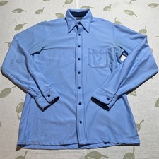 JCPenny Shirt Mens Sz T Vintage 60  -70  Towncraft Penn Prest button Up Blue. GG