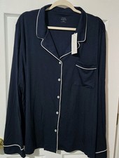 Cozy Earth Women's Bamboo Stretch 3XL Long Sleeve Pajama Top Navy Blue NWT