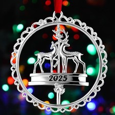 2025 Christmas Ornament Decoration for Tree Hanging Metal Ornaments Silver