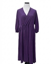 ASOS DESIGN Curve Purple Cotton Wrap-Back Midi Dress, Size US 12 / UK 16
