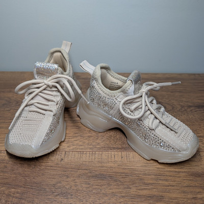 Steve Madden Maxima Rhinestone Toddler Size 6 Beige Lace-Up Low Top Sneakers
