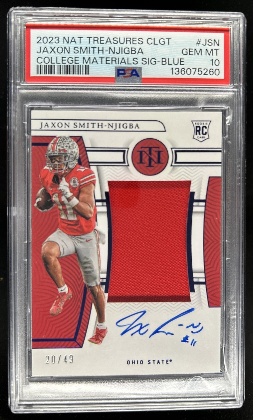 Jaxon Smith-Njigba Panini National Treasures Collegiate College Materials Signatures #JSN Autograph