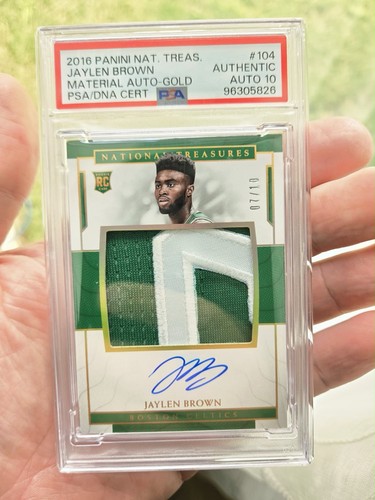 2016 National Treasures Jaylen Brown Rookie Patch Auto 7/10 PSA DNA Jersey # 1/1